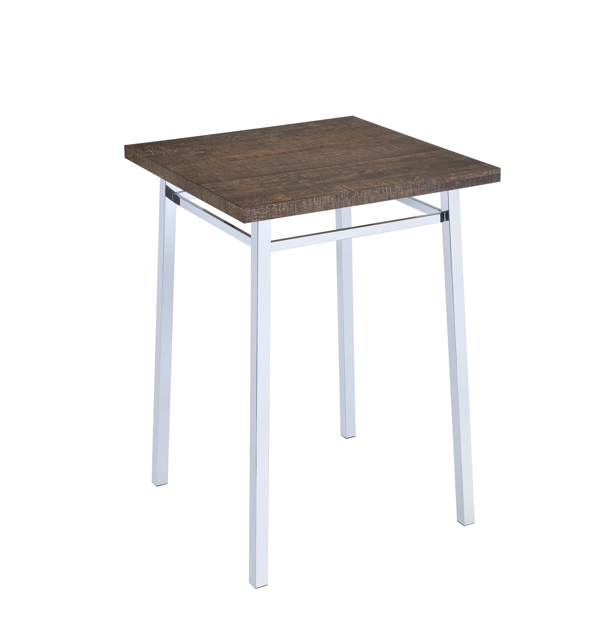 Oak And Chrome Square Bar Table Oak Primary Living Space Contemporary Rectangular Wood Metal