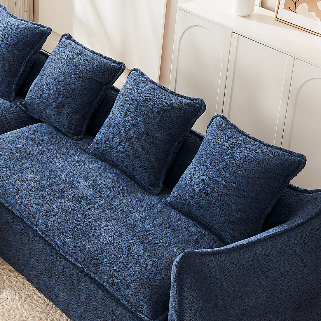 Sofa Deep Seat Sofa 3 Seater For Living Room Oversized Comfy Sofa L Shape Sofa Couch With Chaise Home Furniture Sleeper Sectional Sofa For Apartment, Office Left Hand Facing Blue Foam 3 Seat