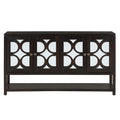 Elegant Retro Console Table Storage Cabinet Sideboard With Mirrored Doors, Spacious Shelves, And Durable Acacia Wood Legs Perfect For Living Room, Dining Room, Or Entryway Espresso Espresso Primary Living Space Solid Wood Mdf