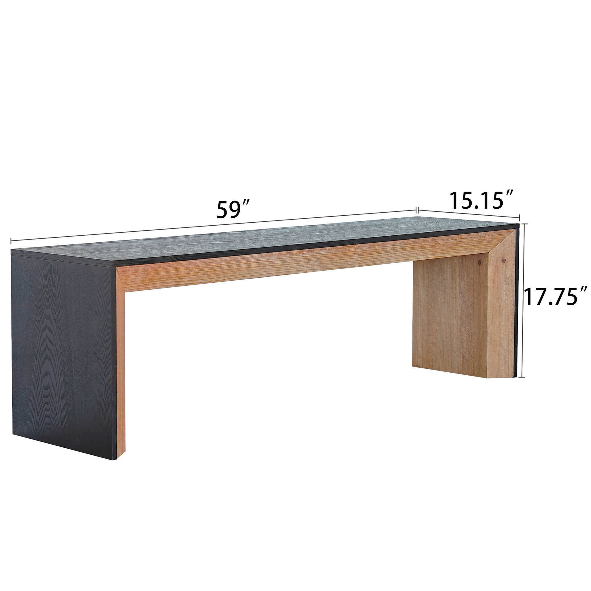 Dining Bench, Wood Bench Multicolored Bench Indoor Home Bedroom Bed End Restaurant Modern Hallway Furniture, 59" W X 15.15" D X 17.9" H Black Natural Dining Room Antique,Farmhouse,Minimalist,Modern Partice Board Mdf Pine Wood,Solid Wood Mdf,Wood