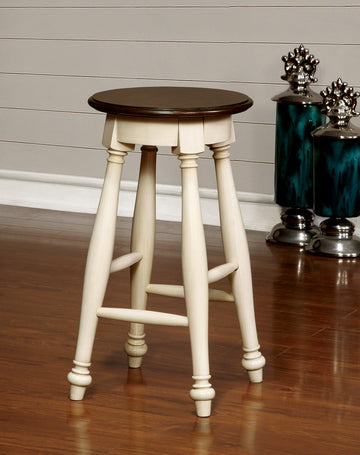 Off White 2Pc Stools Transitional Style Solid Wood Cherry Wooden Seat Turned Legs Stool Dining Room Cherry,Off White Dining Room Contemporary,Transitional Bar Stools Set Of 2 Solid Wood