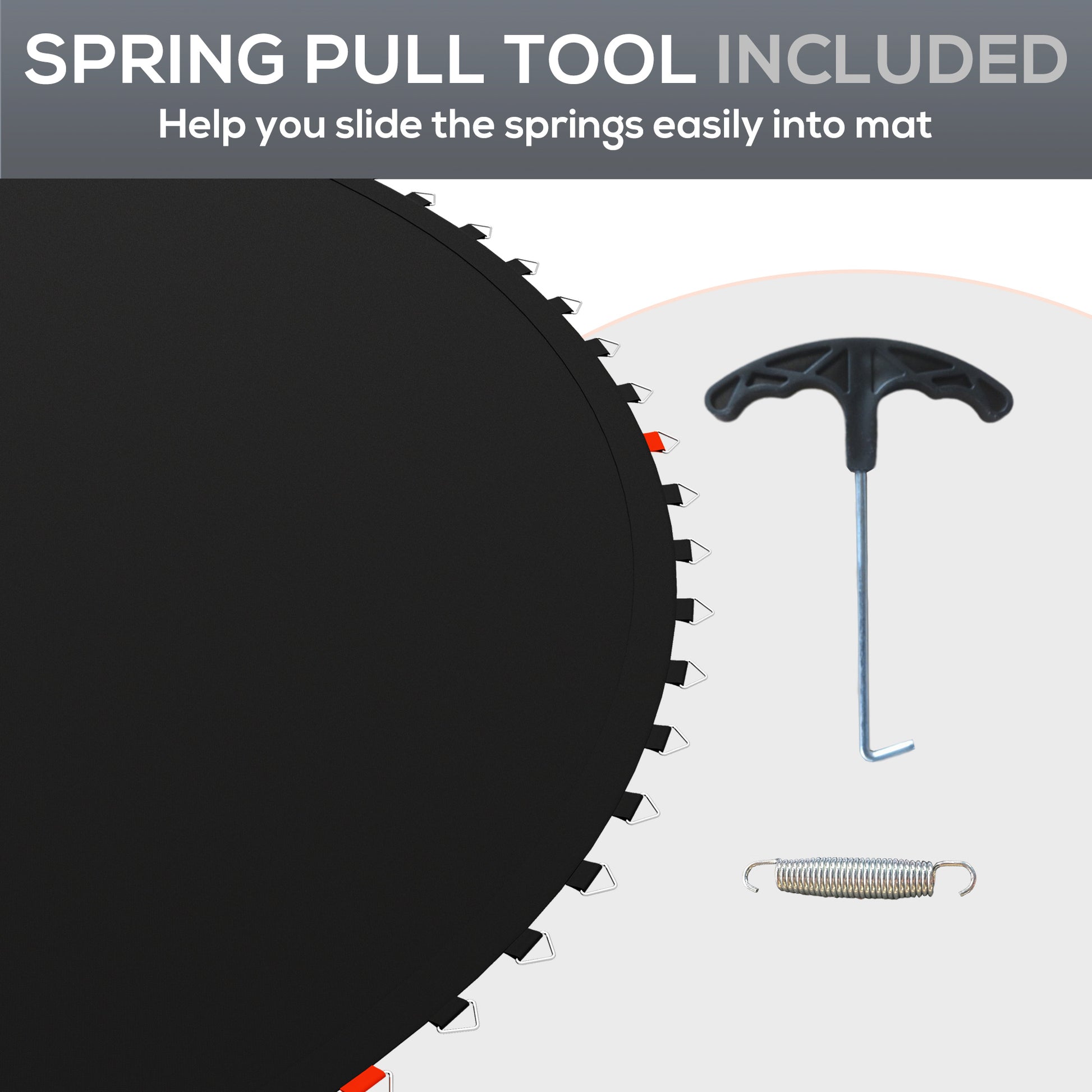 Soozier Trampoline Replacement Mat, Fits 14' Trampoline With 80 V Hooks & 5.5" Springs, Trampoline Mat With 8 Rows Of Stitching & Spring Pull Tool Spring & Frame Not Included , Black Black Plastic