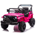 12V Kids Ride On Electric Truck Car W Parents Control,2Wd,Four Wheel Suspension,Early Education Function,Adjustable Volume,Usb,Mp3,Bluetooth,Microphone Jack,Power Display,Led Lights For Kids Aged 3. Pink Polypropylene