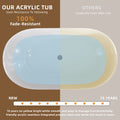 51 Inch Acrylic Freestanding Bathtub Contemporary Soaking White Tub With Overflow And Pop Up Drain Matte Black Matte Black Oval Bathroom Freestanding Tubs Polished Less Than 59 In Contemporary,Modern Soaking Center Fiberglass Acrylic