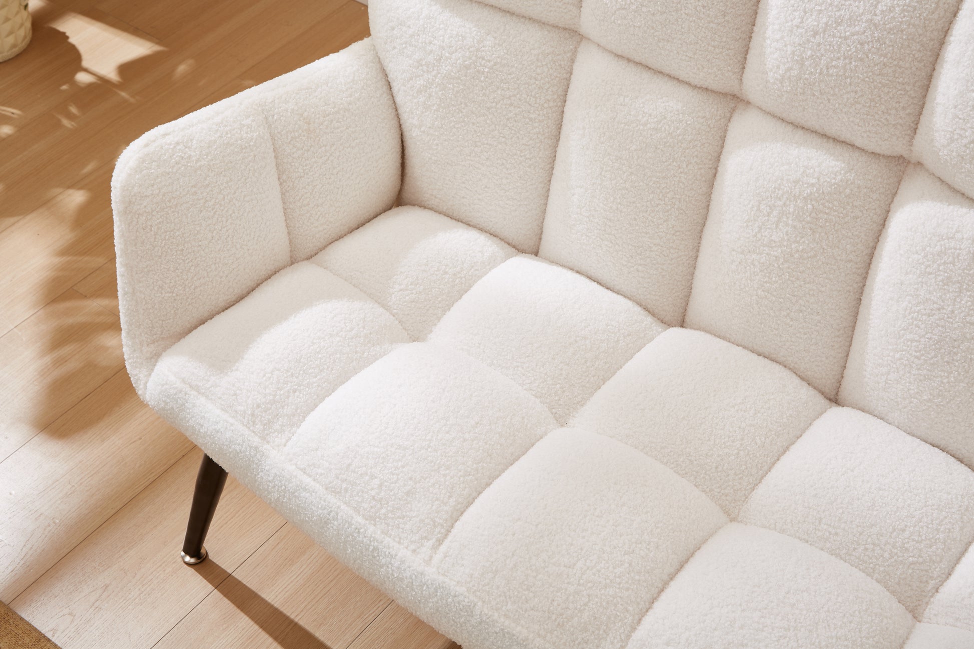 52'' Small Loveseat Sofa, Couch 2 Seater With Quilting Backs For Living Room, Bedroom And Small Space Color:White White Teddy