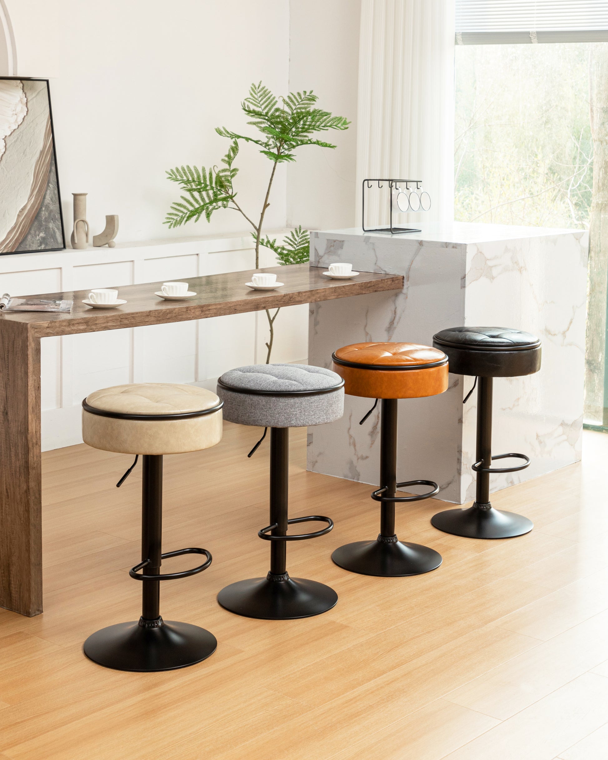 Round Storage Bar Stool Set Of 2, Grey Linen Height Adjustable Barstool, 360 Counter Height Swivel Stool, Armless Bar Chair With Metal Frame For Kitchen Counter Dining Living Room Grey Set Of 2 Foam Linen