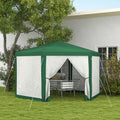 Outsunny 13' X 11' Outdoor Party Tent, Hexagon Sun Shade Shelter Canopy With Protective Mesh Screen Sidewalls, Ropes & Stakes, Green Green Steel