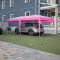 10'X20' Pop Up Canopy Tent With 6 Sidewalls, Ez Pop Up Outdoor Canopy For Parties, Waterproof Commercial Tent With 3 Adjustable Heights, Carry Bag, 6 Sand Bags, 6 Ropes And 12 Stakes, Pink Pink Metal