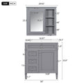 30'' Bathroom Vanity With Top Sink, Modern Bathroom Storage Cabinet With 2 Drawers And A Tip Out Drawer, Freestanding Vanity Set With Mirror Cabinet, Single Sink Bathroom Vanity Grey Bathroom Solid