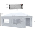 Outsunny 10' X 19.5' Pop Up Canopy Tent With Sidewalls, Height Adjustable Large Party Tent Event Shelter With Leg Weight Bags, Double Doors And Wheeled Carry Bag For Garden, Patio, White White Steel