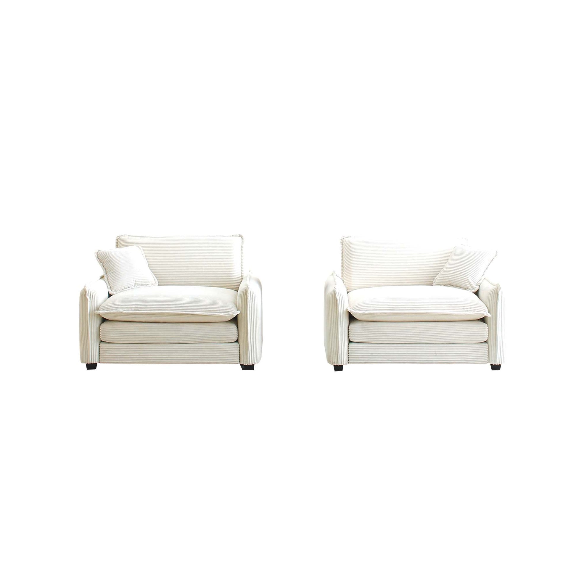 Beige Corduroy,Luxurious And Sophisticated Deep Seated Sofa Set With Two Single Deep Seat Sofa Suitable For Living Room And Office Beige Corduroy 1 Seat