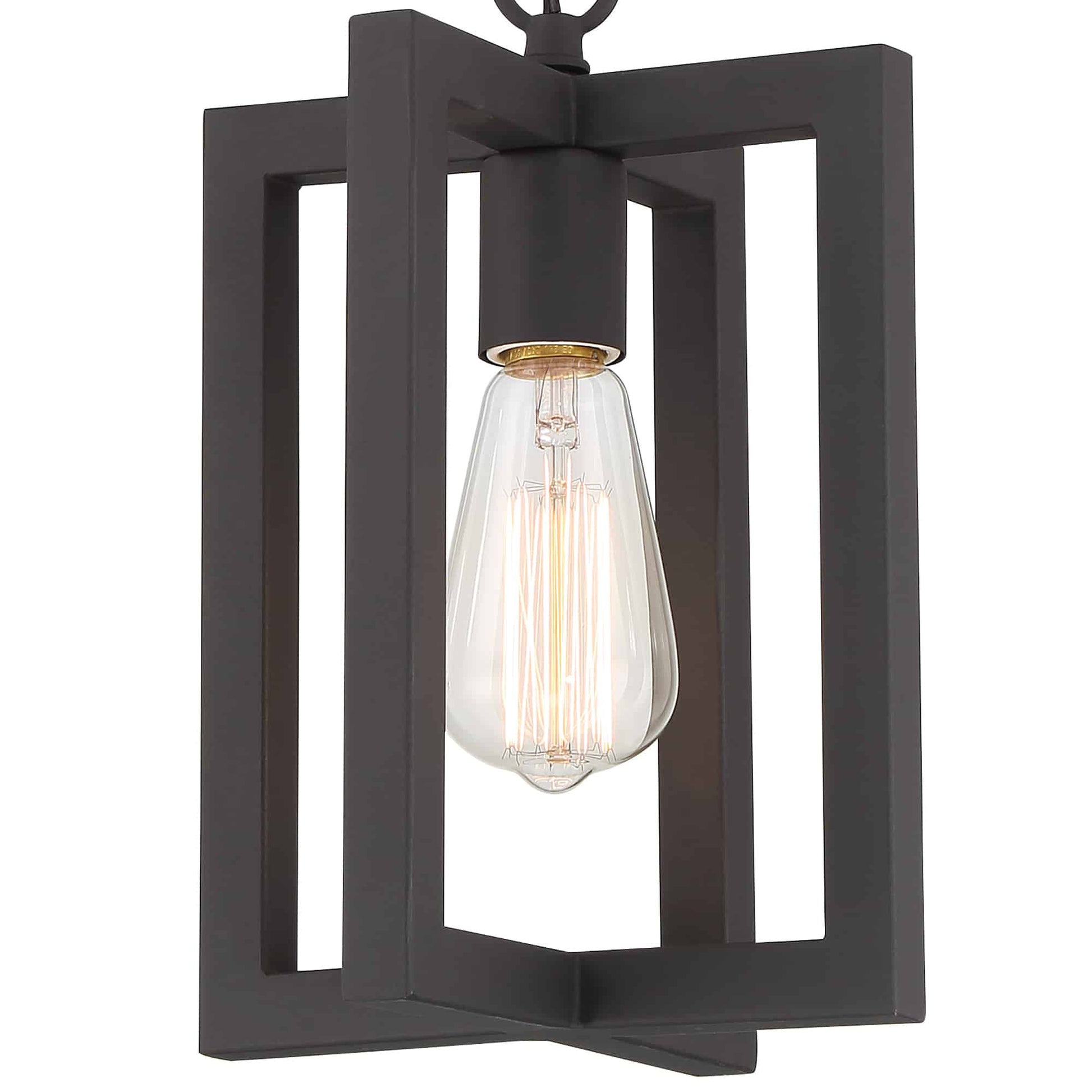 1 Light Living Room Steel Lantern Dimmable Farmhouse Pendant Ul Certified Black Ceiling Lights Steel Metal