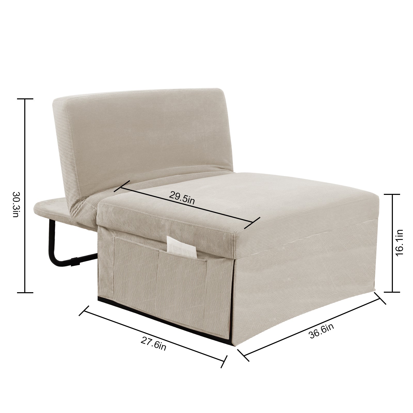 Modern Corduroy Sofa Bed,Couch Chair,Sleeper Bed,Small Lounge Sofa W Reclining Backrest,Furniture For Living Room,Bedroom,4 In 1 Convertible Sleeper Sofa Bed, White White Corduroy 1 Seat