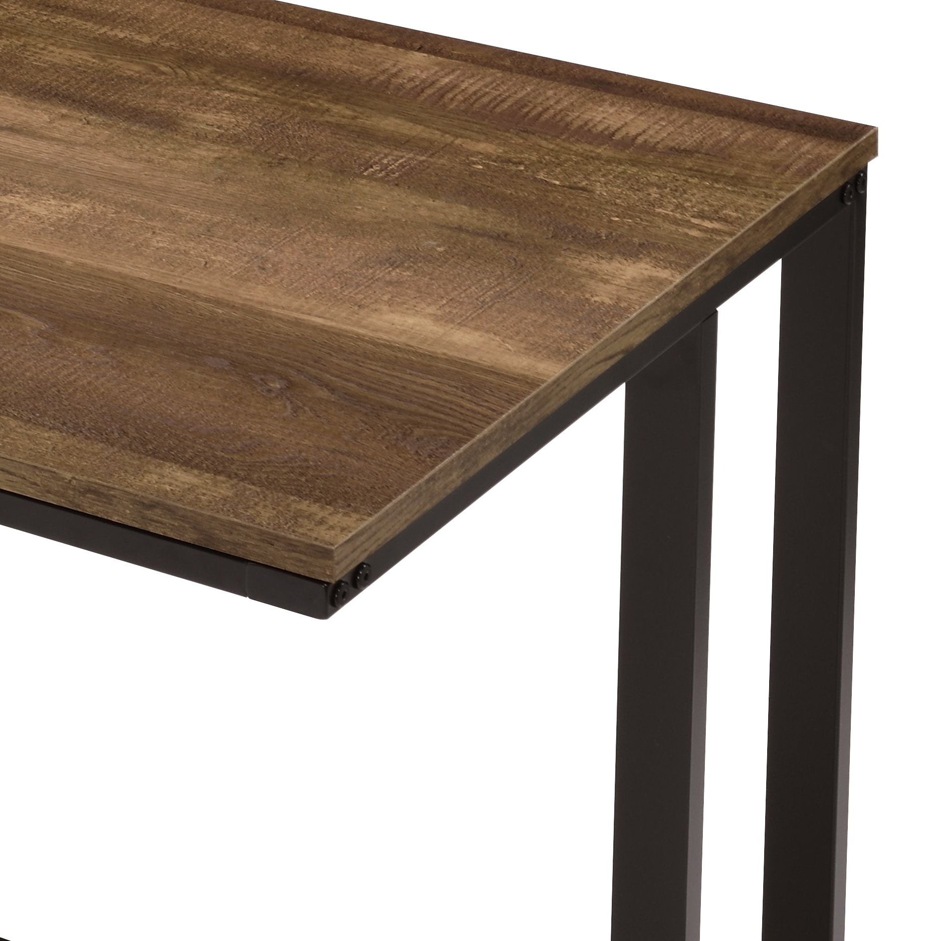 Tyrese Walnut & Black Finish Writing Desk W Usb Black,Walnut Metal,Synthetic Wood