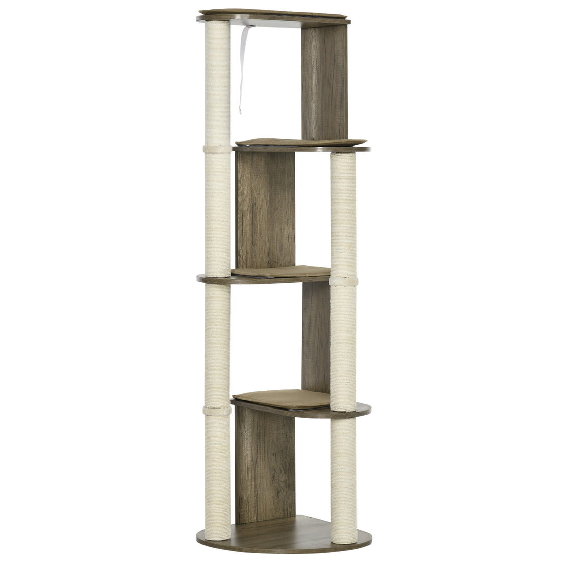 Pawhut 65" Corner Modern Cat Tree Tall For Climbing, Large Multilevel Cat Tower With Scratching Posts, Small Fit Kitten Tower With Sisal, Cream White Cream White Particle Board