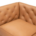 92.52 Inch Genuine Leather Couch 3 Seater Sofa With Tufted Back,Grain Leather Couch With Feather,Down Topper On Seating Surfaces Sofa For Living Room, Comfy Sofa Couch With Extra Deep Seats,Tan Tan Genuine Leather 3 Seat