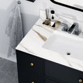 37 Inch Marble Vanity Top, Bathroom Vanity Top With Undermount Rectangular Middle Sink And 4