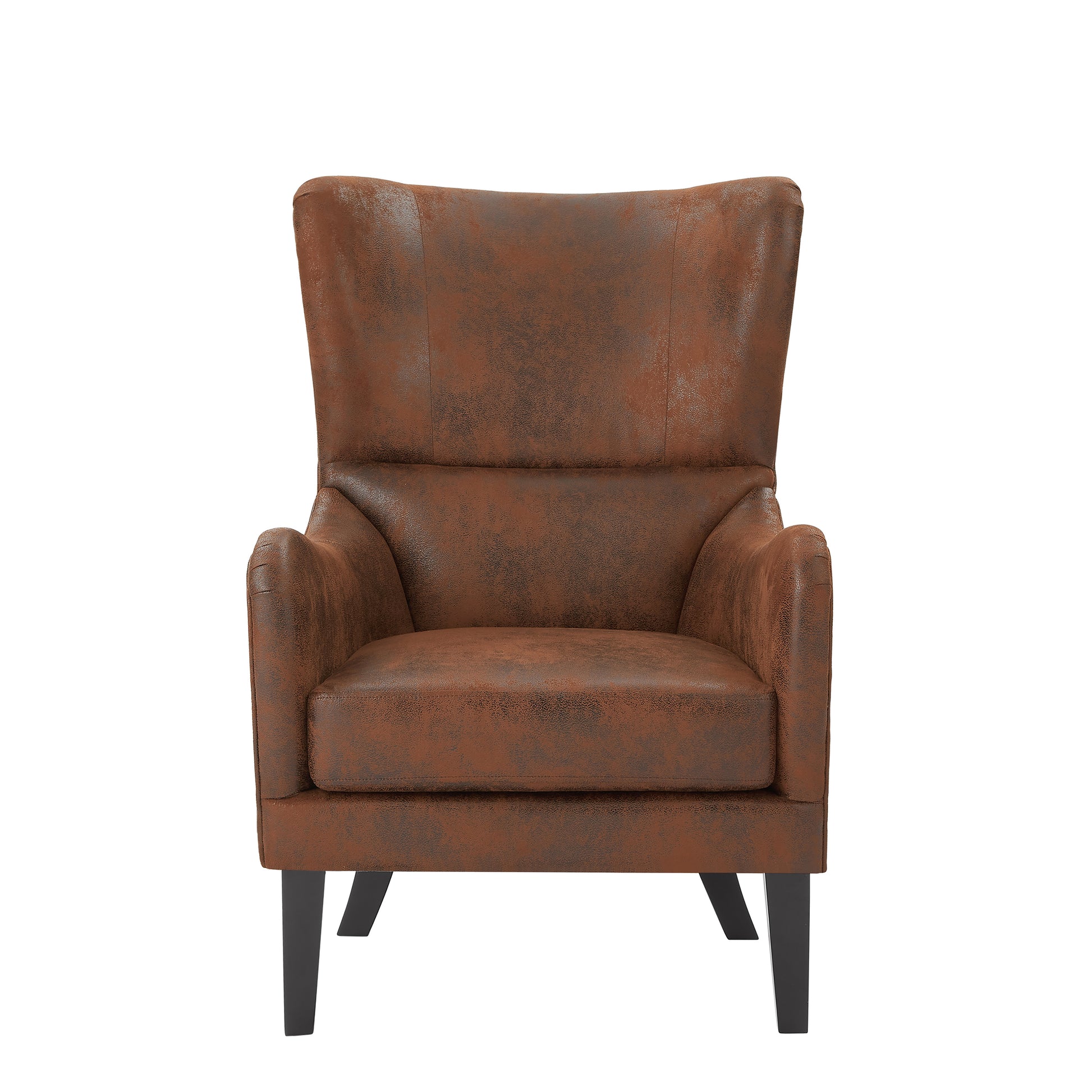 Hi Back Studded Chair,Arm Chair,Living Room, Study And Bedroom Brown Polyester