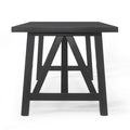 Dining Table Matte Black Solid Wood Mdf