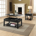 Black End Table With Bottom Shelf Black Primary Living Space Drawers Rectangular Particle Board Mdf