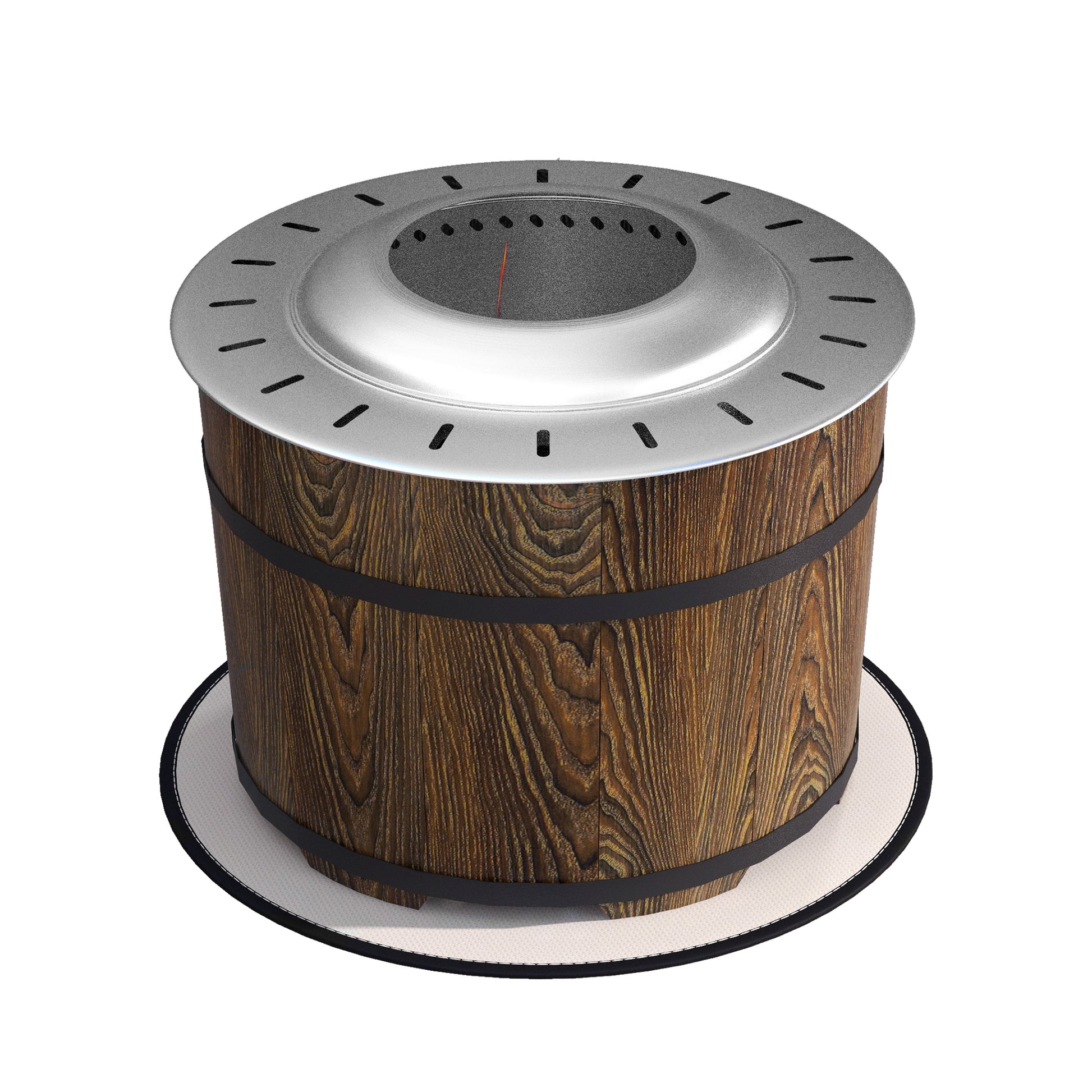 Outsunny Smokeless Fire Pit With Fireproof Mat, 20" Barrel Style Portable Wood Burning Firepit, Magnesium Oxide Low Smoke Camping Bonfire Stove For Backyard, Patio, Picnic, Brown Brown Magnesium Oxide