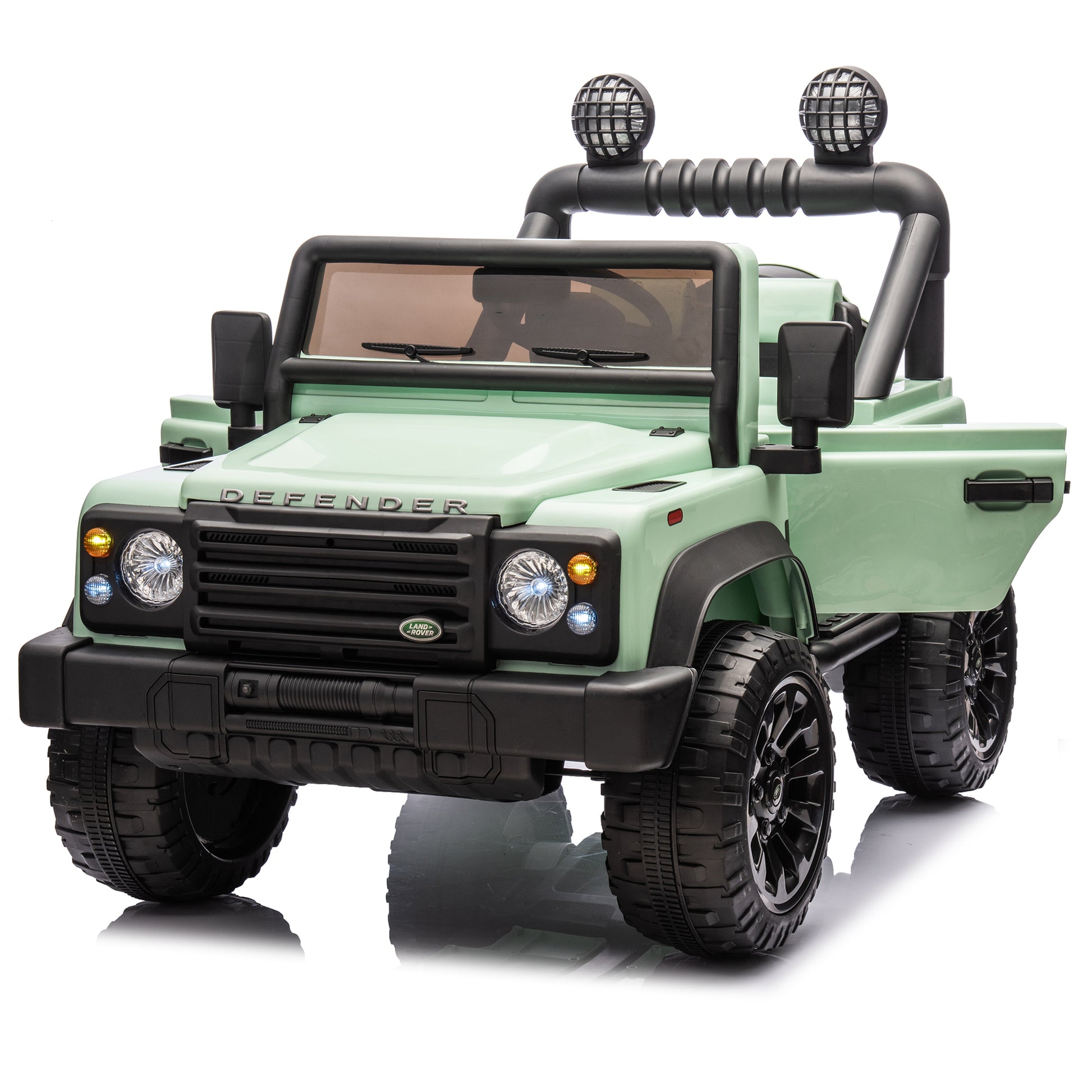 Licensed 2015 Land Rover Defender 90,24V Kids Ride On Xxl Car W Parents Control,2Wd,Four Wheel Suspension,Bluetooth,Mp3,Music,Power Display,Led Lights,Speeds 1.86 3.11Mph For Kids 3 7. Green Polypropylene