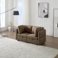Contemporary Modern Chic Upholstered Fabric Sofa With Storage Seats And Storage Ottomans, 2 Seater Sofa Fabric Couch With Adjustable Arms And Backs For Living Room Brown Brown Polyester 2 Seat