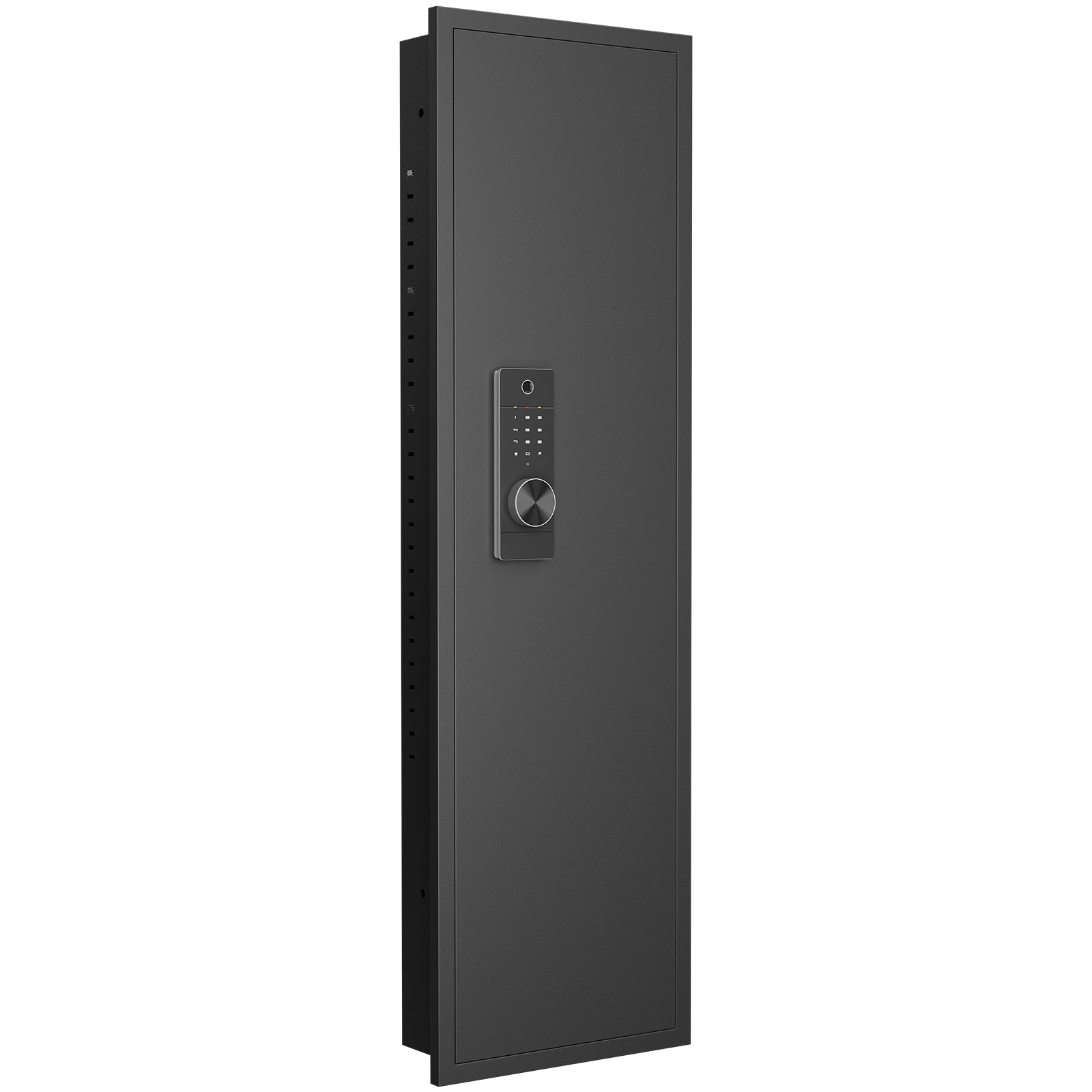 53" Fingerprint Touch Panel In Wall Safe,Hidden Wall Safe For Rifles With Adjustable Shelves,Assembled Storage Multifunctional Wall Safe For Firearm And Valuables Black Fingerprint Black Steel