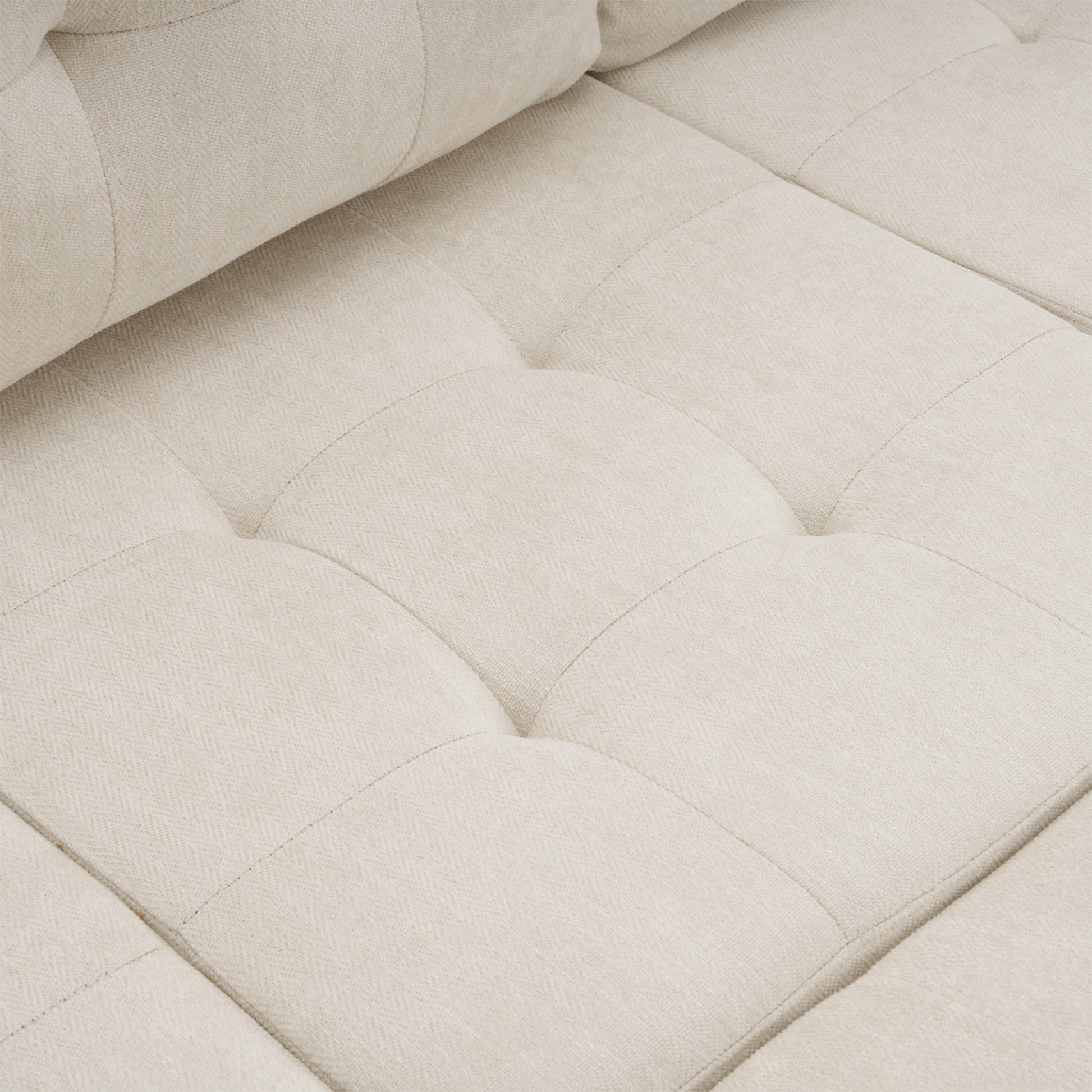 83.4" L Shaped Sofa Sectional Couch Sofa Bed With Two Usb Ports, A Movable Ottoman And A Reversible Chaise Lounge For Living Room, Beige Beige Foam Chenille 5 Seat