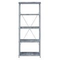 Grey And Silver 4 Shelf Bookcase 4 Grey Silver Etagere Horizontal Primary Living Space Open Back Wood Contemporary Wood Metal