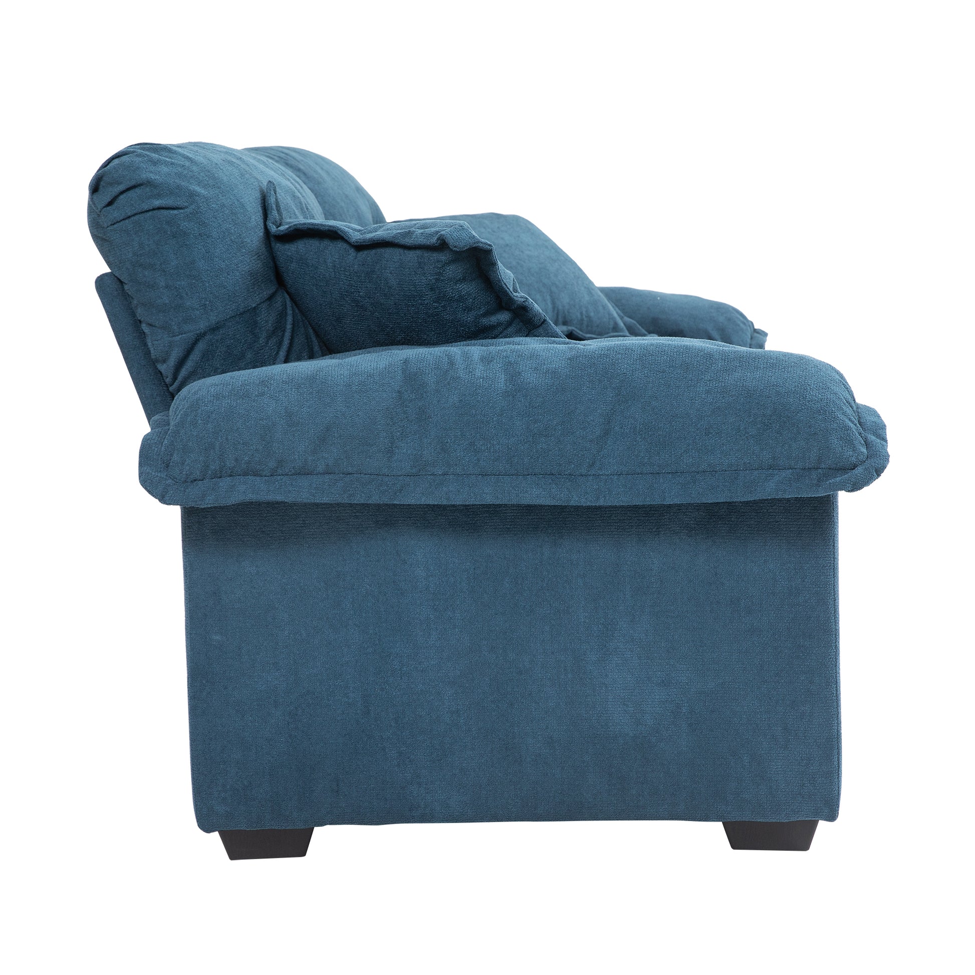 84" Chenille Recliner Sofa Small Sofa Loveseat Deep Seat Sofa Couch With 2 Throw Pillows & Memory Foam For Living Room Apartment Office Lounge Blue Blue Memory Foam Chenille,Upholstered 2 Seat