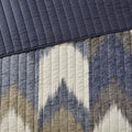 3 Piece Printed Cotton Quilt Set Navy Full Queen Queen Navy Cotton