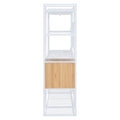 Open Style Wardrobe With Hanging Rails, Shelves And Drawers, White White Metal & Wood