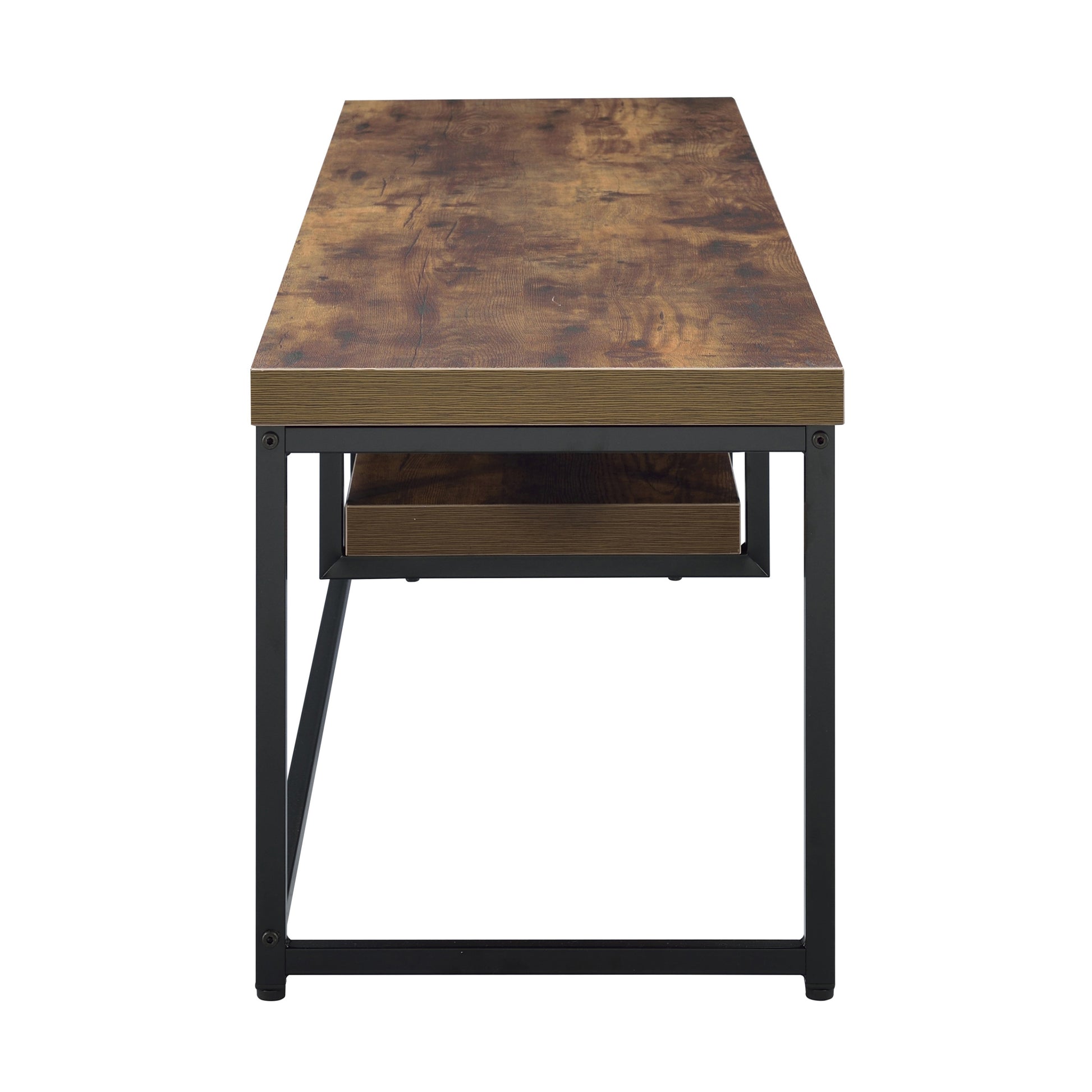 Weathered Oak And Black 1 Shelf Tv Stand Black Brown Primary Living Space 60 69 Inches Industrial Wood Metal