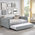 Daybed With Trundle Upholstered Tufted Sofa Bed, Full Size, Boucle Fabric, Grey 83