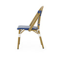 French Bistro Chair White Blue Rattan