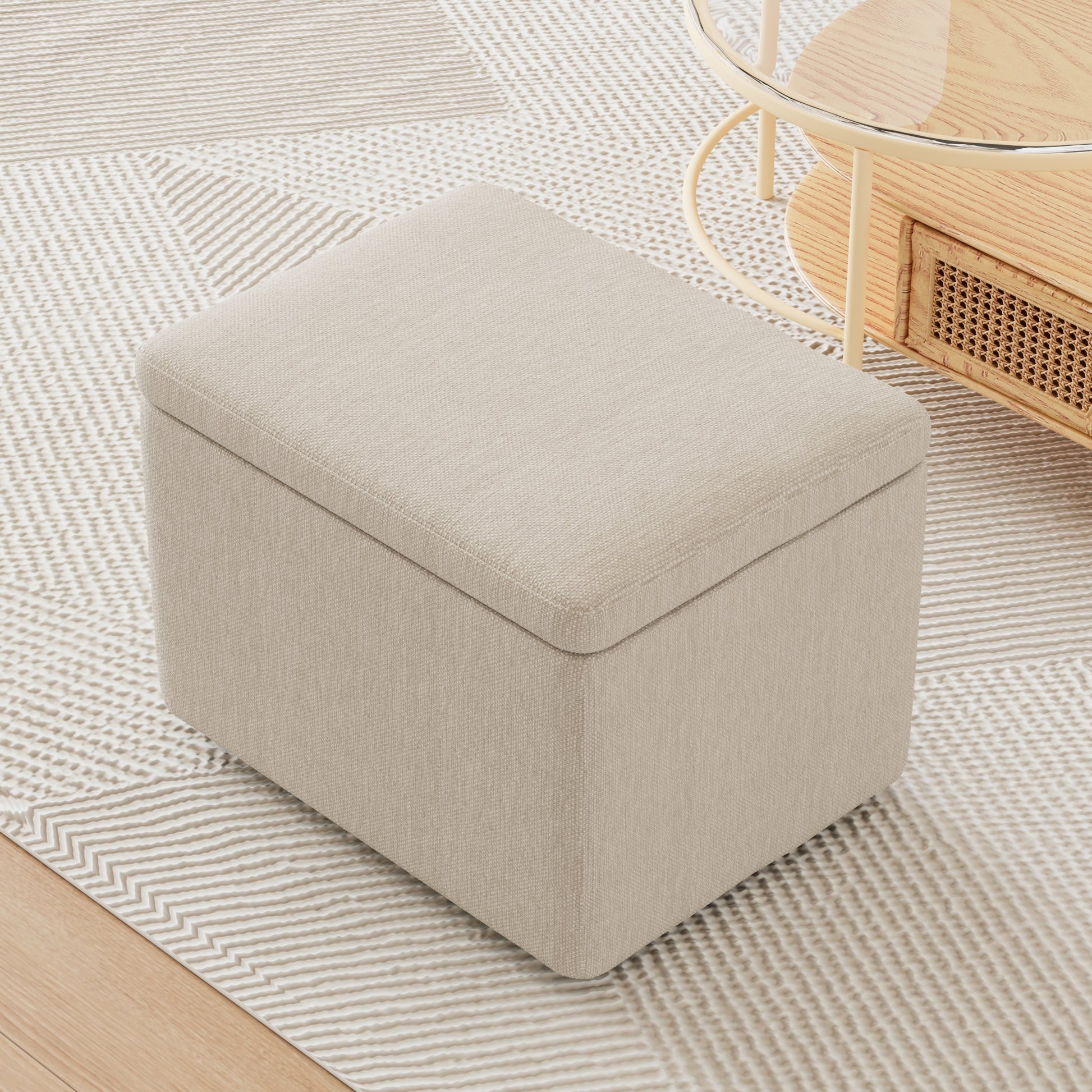 Two Piece Set Of Wheeled Dining Chairs, Modern Rolling Dining Chairs, Footstools With Wheels, Suitable For Bedrooms, Reading Rooms, Living Rooms, Beige Linen Chairs Beige Foam Linen