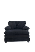 56.3 Inch Corduroy Single Sofa With 2 Toss Pillows And A Ottoman ,Comfy Sofa Deep Seat Couch For Living Room Black Foam 1 Seat