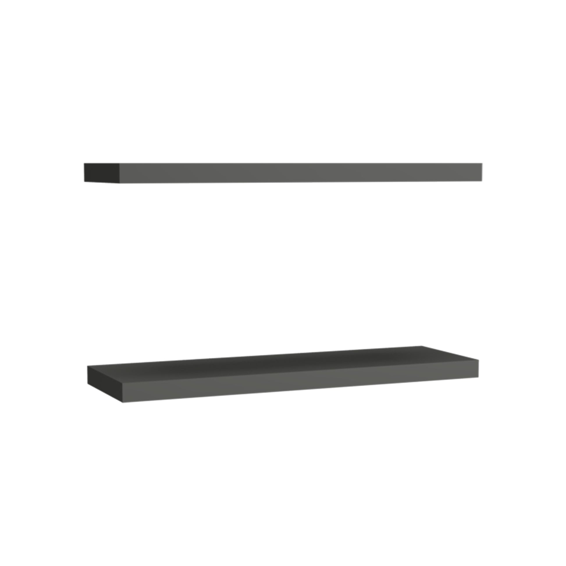Floating Shelves 1.50" H, 2 Shelves, Matt Gray Grey Solid Wood Mdf Engineered Wood