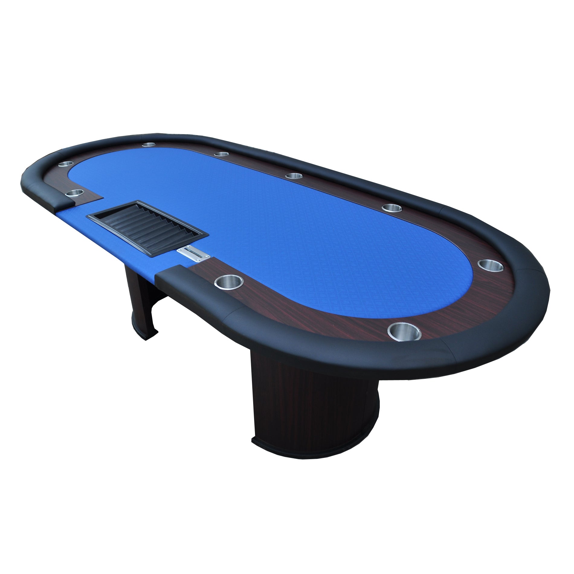 96" Poker Table Model 16367 With U Shape Legs, Drox Box, Chips Tray Blue Blue Primary Living Space Modern Wood