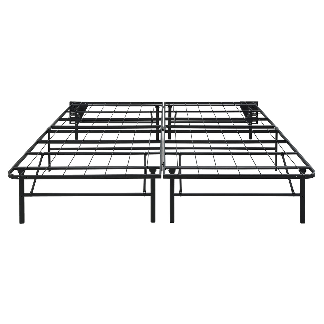 Black Metal Platform Foldable Bed Frame Eastern King Size, Toolless High Profile Design King Black Metal Bedroom Bed Frame Metal