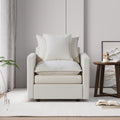 Chenille Fabric Comfy Deep Single Seat Sofa Upholstered Reading Armchair Living Room White Foam Chenille 1 Seat