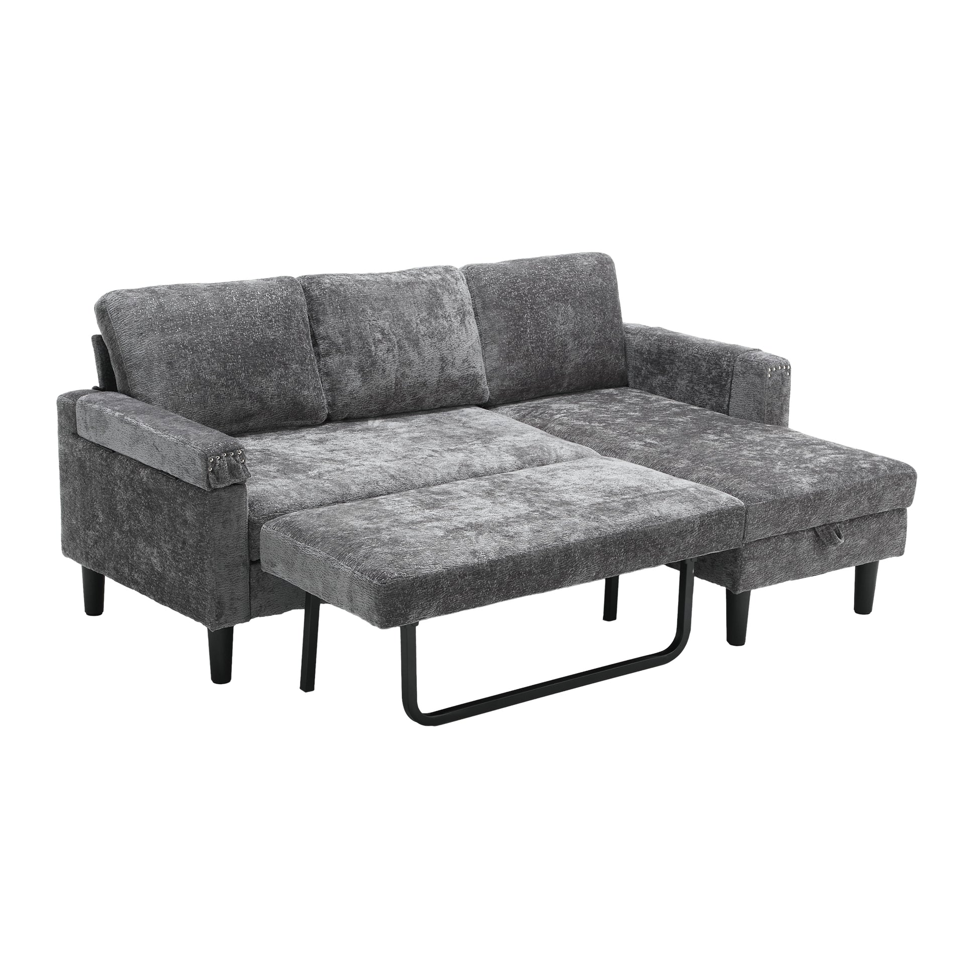 United Sectional Sofa Reversible Sectional Sleeper Sectional Sofa With Storage Chaise Gray Chenille