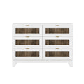 4 Pieces Bedroom Sets, Full Size Farmhouse Platform Bed With Wooden Strip Decoration, Storage Nightstand And Dresser With Metal Handle, White Full White 4 Piece Set Particle Board
