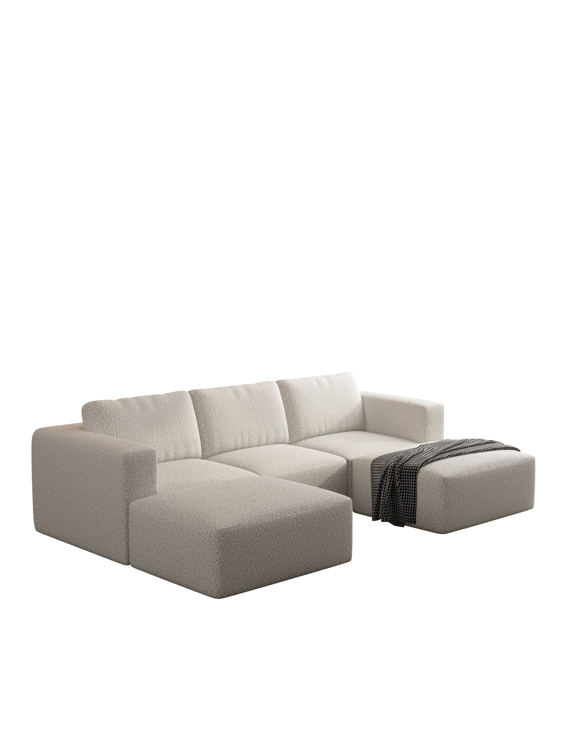 104.32*66.92 Modular Sectional Sofa Sleeper Couch, Sectional Sofa With Chaise And Ottoman, Convertible U Shaped Modular Sofa Set. Compressed Sponge, White. Combo A 2B 2D White Primary Living Space Soft Minimalist,Modern Foam Spring 5 Seat