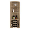 Essential Corner Bar Cabinetthree Shelves, Eight Built In Wine Rack, Two Side Shelves Beige Primary Living Space Modern Shelves Included Particle Board