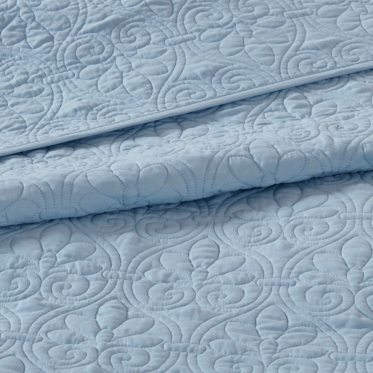 Reversible Bedspread Set Blue King Blue Cotton