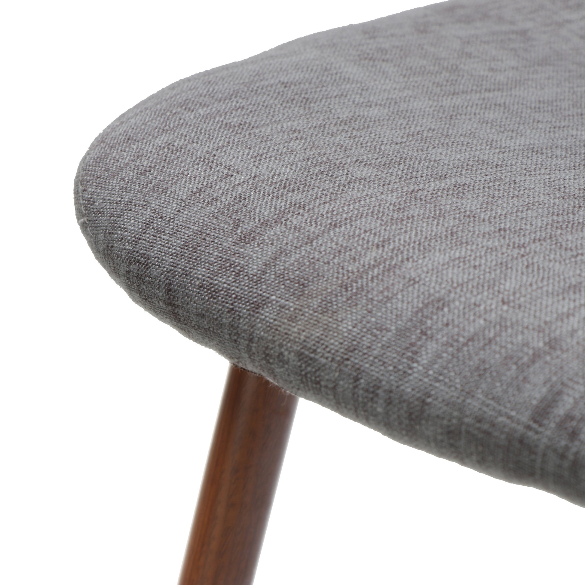 Mid Century Dining Chair Fabric Upholstered Chair With Dark Walnut Wood Finished Metal Legs Set Of 2 , Light Grey Light Grey Polyester Solid Back Set Of 2 Fabric