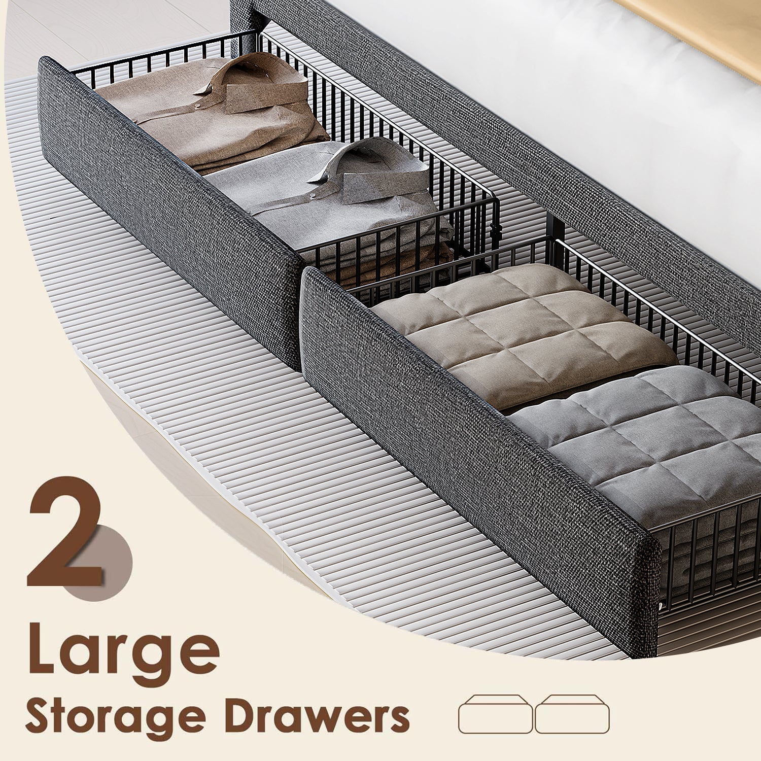 Bed 778Full Dg Clb Full Dark Gray Wood Fabric