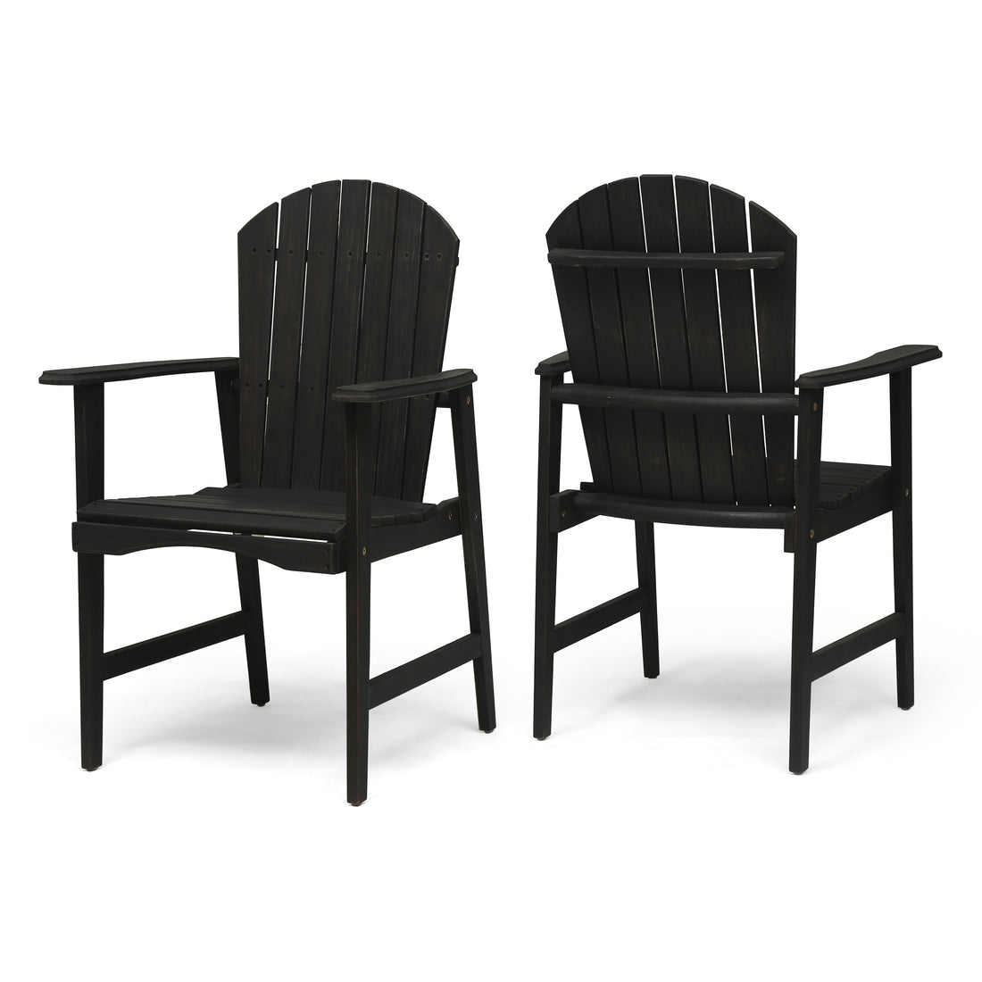 Outdoor Weather Resistant Acacia Wood Adirondack Dining Chairs Set Of 2 , Dark Gray Finish Dark Grey Acacia Wood